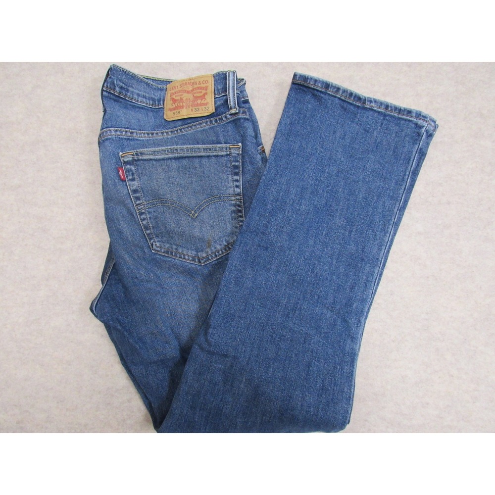 Levis 559 Relaxed Straight Jeans Mens 32x32 Medium Wash Blue Denim